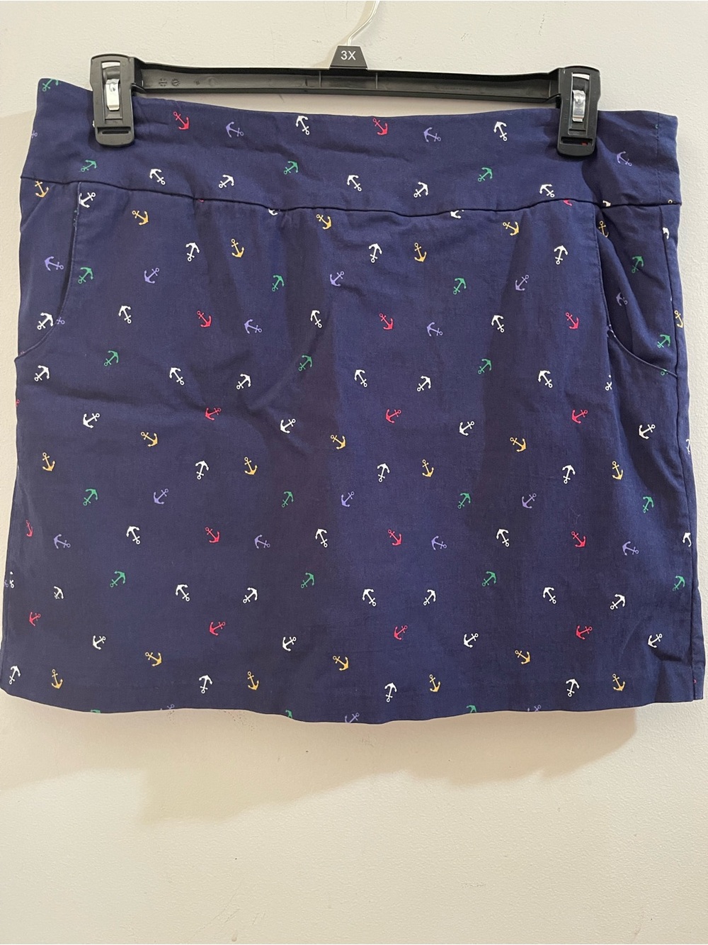 Zac & Rachel Navy Anchor Print A-Line Skirt 16